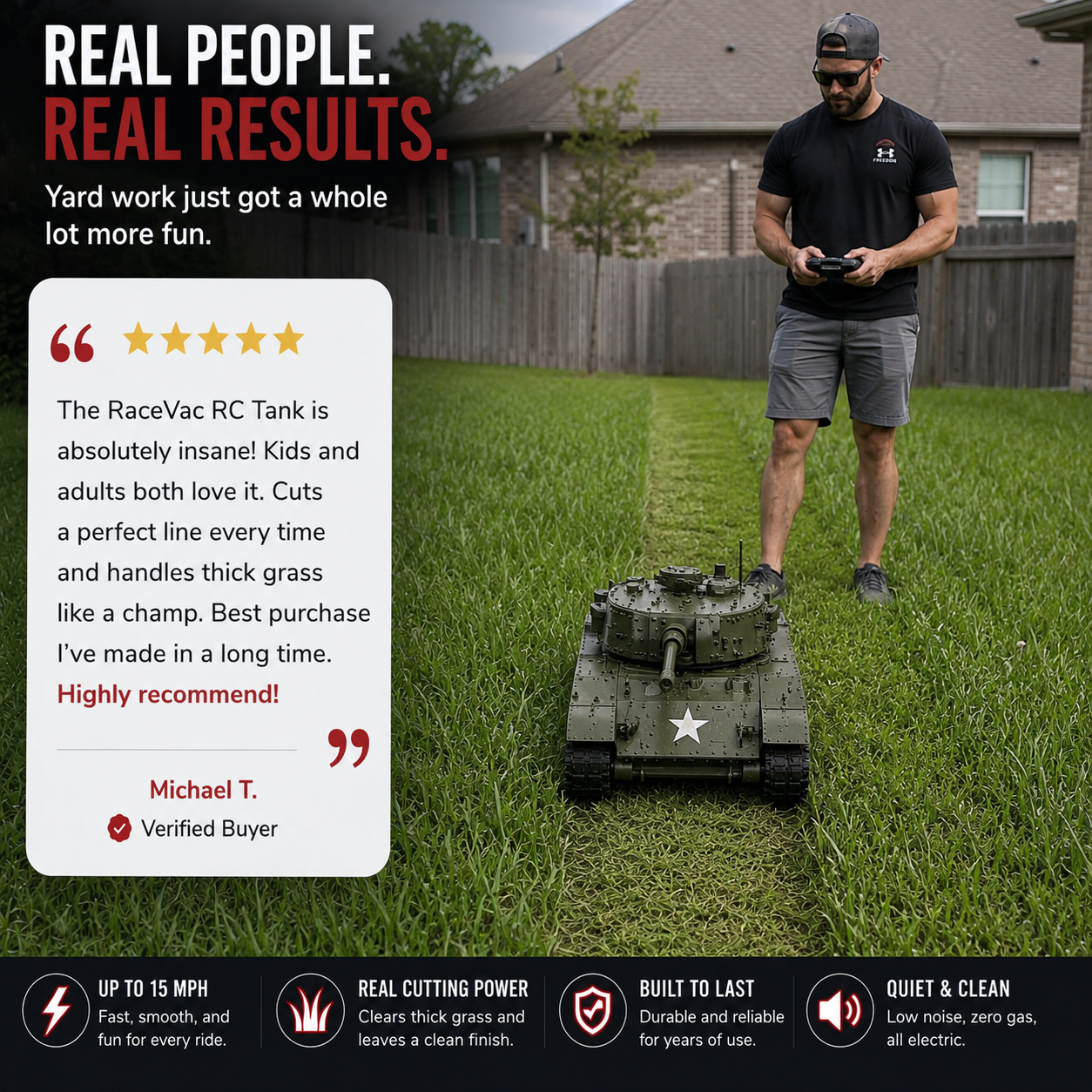 RaceVac™ Rc Tank Lawnmower