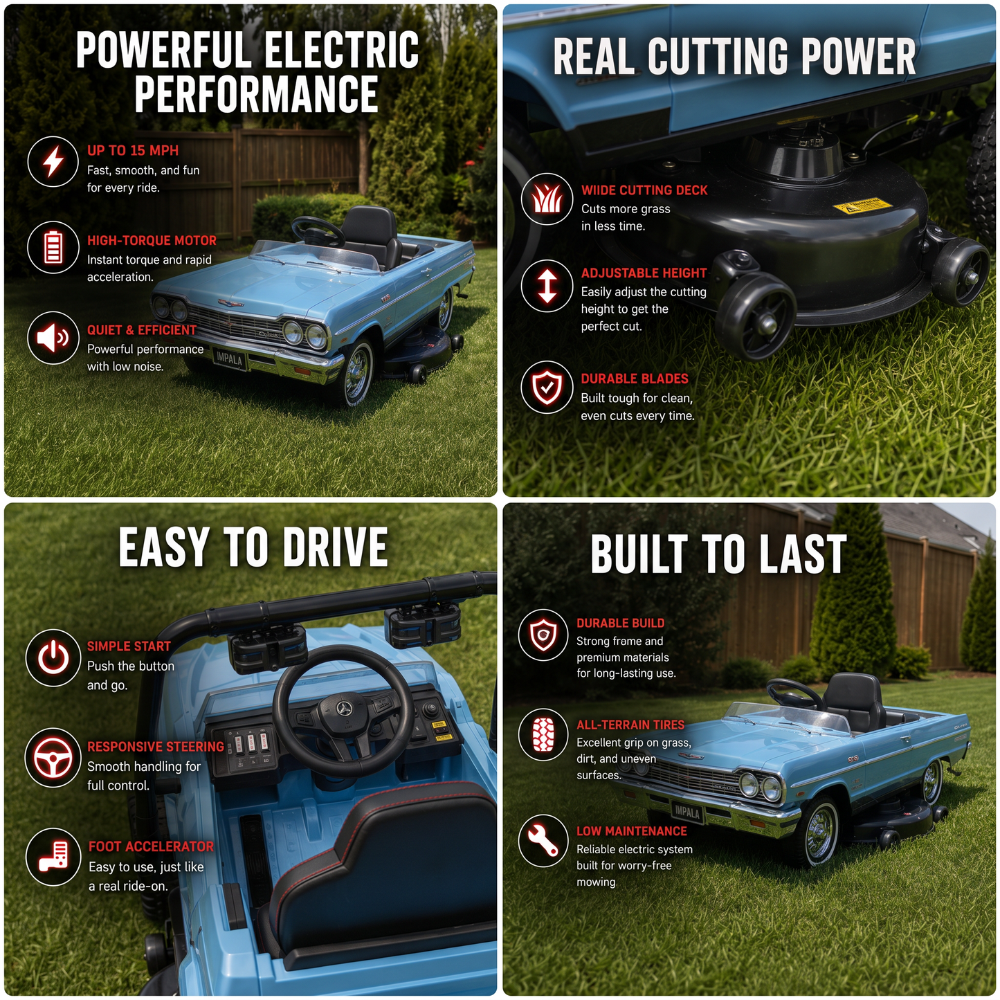 RaceVac™ Chevy Ride on lawnmower